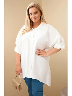 Dámská Plus Size bavlněná košile s knoflíky a límečkem ecru