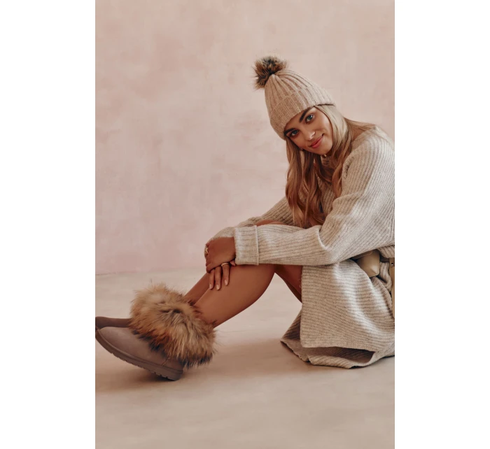 Damskie Zamszowe Śniegowce Z Futerkiem Szare Alexa Damskie Zamszowe Śniegowce Z Futerkiem Szare Alexa