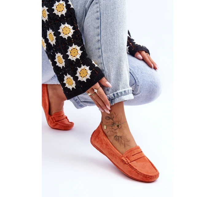 Damskie Zamszowe Mokasyny Pomarańczowe Lenvie