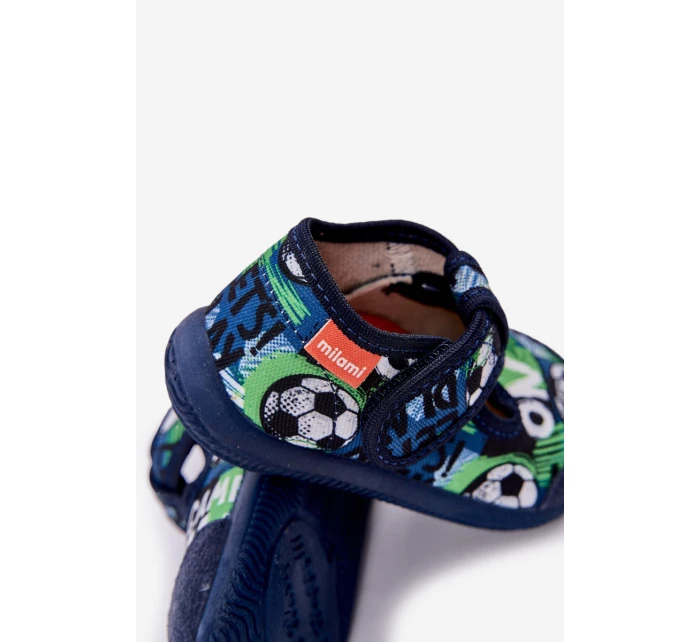 Pantofle Dětské Elastické Na Suchý Zip S Modré model 21682782 - Milami