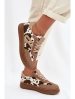 Dámské tenisky na platformě s flíčky tmavě béžové Denissa Dámské tenisky na platformě s flíčky tmavě béžové Denissa