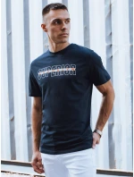 Pánske tmavomodré bavlnené tričko s potlačou FashionStreet RX5386