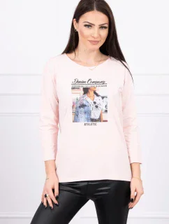 Halenka s potiskem model 18744166 pudrově růžová - K-Fashion