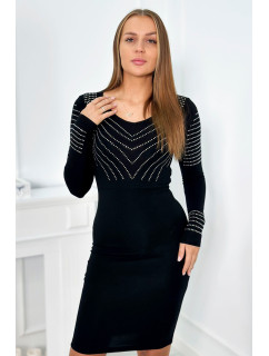 Pletené šaty so strieborným vzorom čierny