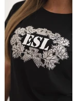 Dámská bavlněná halenka s ozdobným potiskem ESL černá