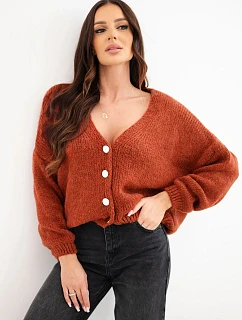 Dámský svetr s výstřihem do V a knoflíky barvy model 22401299 - K-Fashion