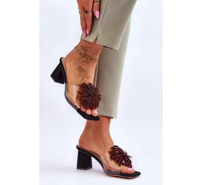 Módní pantofle na vysokém podpatku  Černá model 21617785 - S.Barski