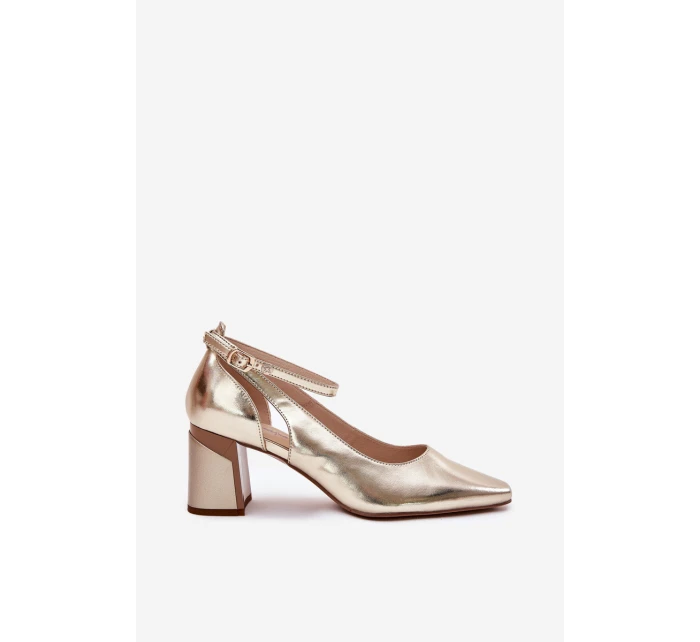 Kožené Lodičky Na Podpatku model 21694769 Zlaté - Maciejka