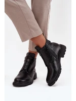 Ocieplane Botki Damskie Na Zamek Z Ozdobnym Detalem Czarne Roselle Ocieplane Botki Damskie Na Zamek Z Ozdobnym Detalem Czarne Roselle