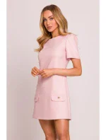 M855 Mini šaty v áčkovej línii - broskyňové