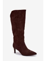 Dámske zateplené čižmy na podpätku - čokoládové Arelisse Dámske zateplené čižmy na podpätku - čokoládové Arelisse