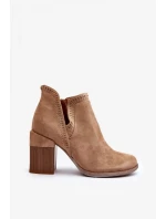 Dámske členkové topánky na podpätku A5729 / 192675 Beige - Bella Paris Dámske členkové topánky na podpätku A5729 / 192675 Beige - Bella Paris