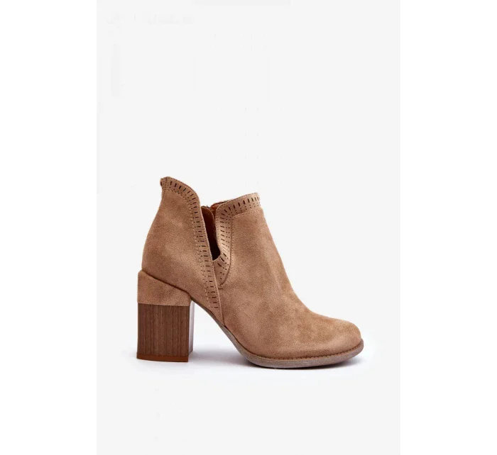 Dámske členkové topánky na podpätku A5729 / 192675 Beige - Bella Paris Dámske členkové topánky na podpätku A5729 / 192675 Beige - Bella Paris