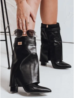 Dámske čižmy na podpätku so širokým zvrškom čierne FashionStreet ZY1116