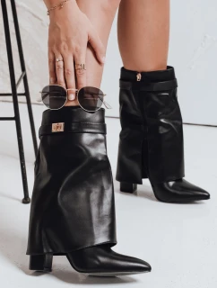 Dámske čižmy na podpätku so širokým zvrškom čierne FashionStreet ZY1116