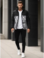 Pánska prešívaná zimná bunda s kapucňou čierna FashionStreet TX5131 Pánska prešívaná zimná bunda s kapucňou čierna FashionStreet TX5131