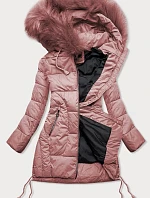 Dámska prešívaná zimná bunda s kapucňou Old Pink (7690)