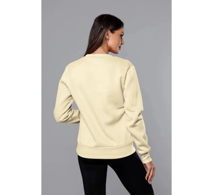 Béžová dámska tepláková mikina so sťahovacími lemami (W01-67) Béžová dámska tepláková mikina so sťahovacími lemami (W01-67)