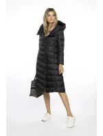 Dlouhá černá dámská bunda s kapucí model 21247122 - Ann Gissy