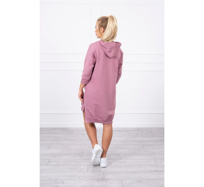 Šaty s kapucí a delšími zády tmavě růžové Šaty s kapucí a delšími zády tmavě růžové