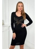 Pletené šaty s motivem model 19062262 černé - K-Fashion Pletené šaty s motivem model 19062262 černé - K-Fashion