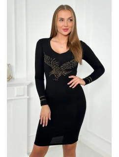 Pletené šaty s motivem model 19062262 černé - K-Fashion