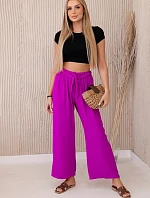 Široké nohavice v páse tmavo fialové