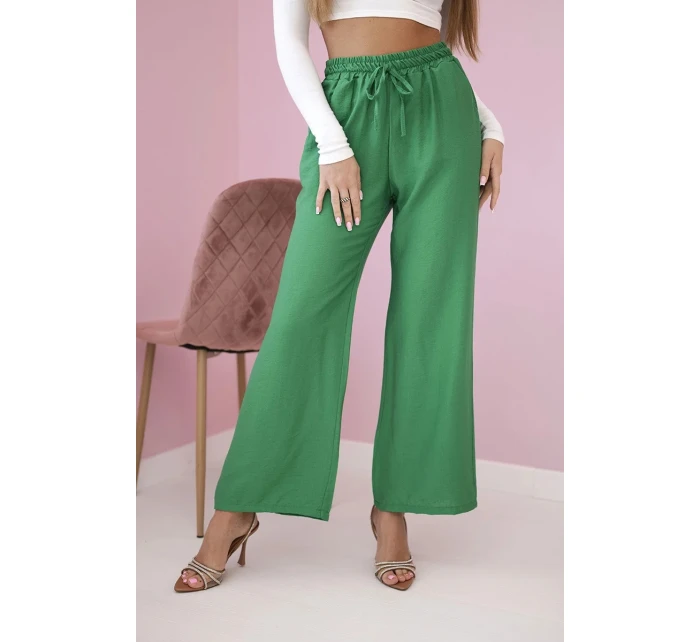 Viskózové kalhoty se širokými nohavicemi světle zelená
