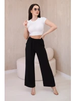 Viskózové kalhoty se širokými nohavicemi černý