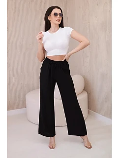 Viskózové kalhoty se širokými nohavicemi černý