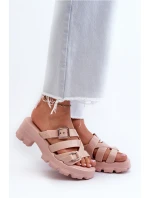 Pachnące Klapki Damskie Na Niskim Obcasie ZAXY NN285044 Jasnoróżowe