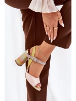 Kožené elegantní sandály na podpatku model 21690027 Multikolor - Laura Messi