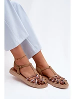 Kožené dámské sandály Ploché s Pásky Maciejka K7442-04 Béžové