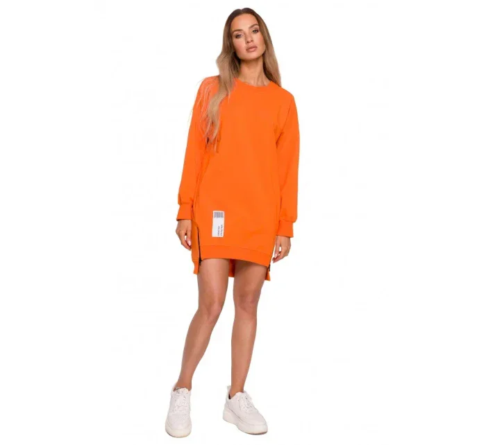 M676 Svetrová tunika so zipsami - oranžová