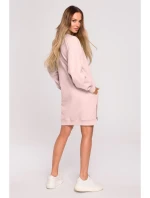 M676 Svetrová tunika so zipsami - cukríkovo ružová