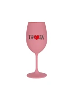 TY A JÁ - růžová sklenice na víno 350 ml
