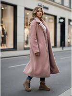 Dámský zimní kabát chlupáč dlouhý NY0751z růžový - FashionStreet