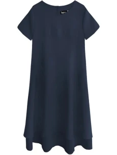 Tmavo modré trapézové šaty (436ART)