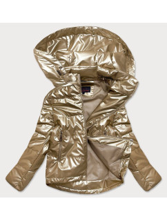 Zlatá dámska lesklá bunda oversize (2021-06BIG)