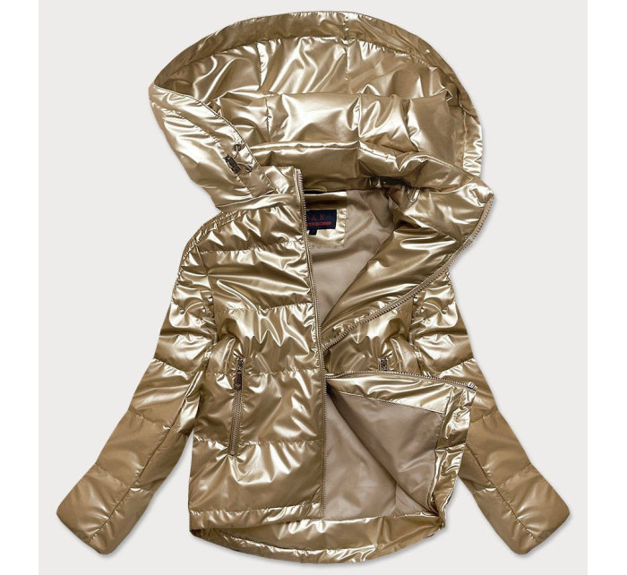 Zlatá dámska lesklá bunda oversize (2021-06BIG)