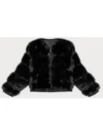 Krátká černá dámská kožešinová bunda model 21247259 - J.STYLE