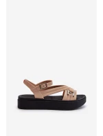 dámské sandály na platformě  béžové model 21661896 - Zaxy