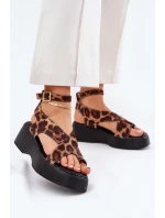 Dámské Sandály Na Platformě A Klínu V  Hnědé model 21688739 - Boto