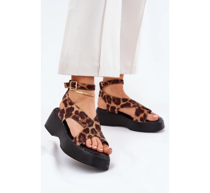 Dámské Sandály Na Platformě A Klínu V  Hnědé model 21688739 - Boto