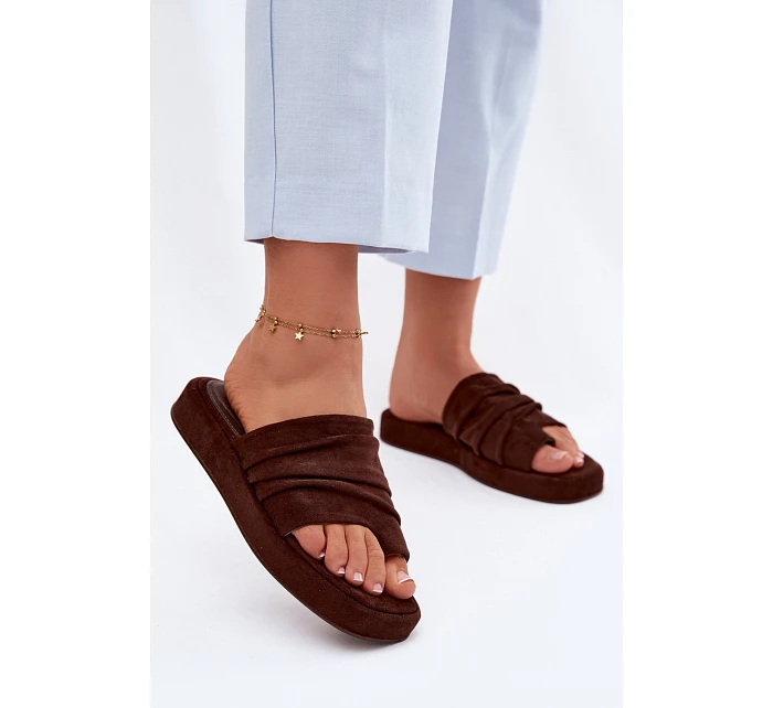 Dámské pantofle s mašlí Čokoládové Gelmira