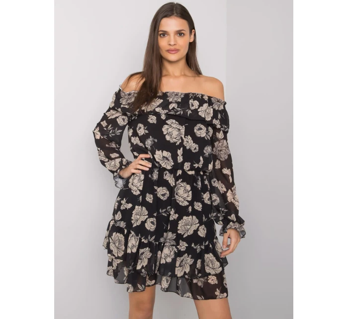 Šaty DHJ SK 15015.56P čierna a béžová