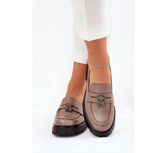 Dámske kožené mokasíny "Miś" Vinceza - béžové