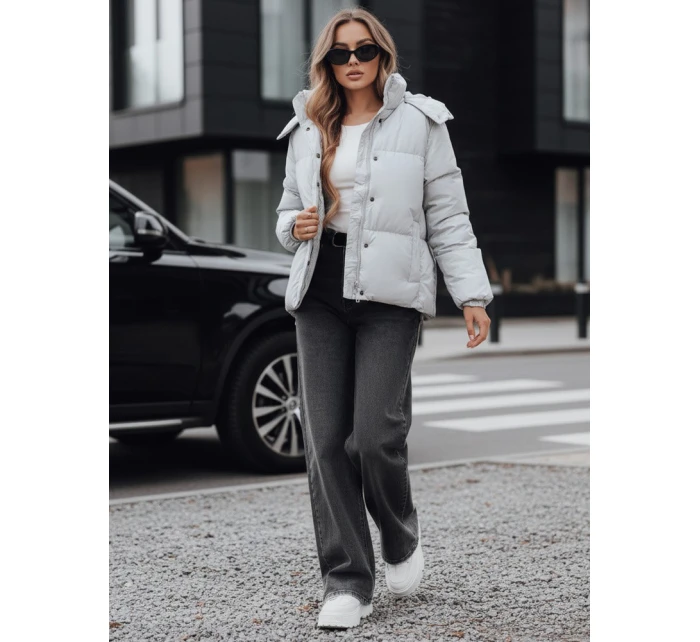 Dámská kožená přechodná bunda šedá model 21991817 - Dstreet