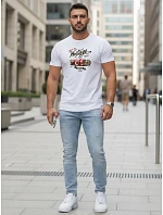 Pánske biele tričko s retro potlačou FashionStreet NX5094R
