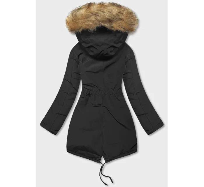 Čierna obojstranná dámska zimná bunda (2M-21508)